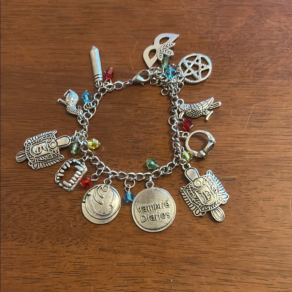 Vampire Diaries Charm Bracelet with Colorful Beads